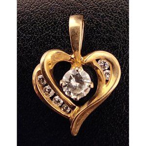 Diamond (Approx .6 Carat Total Weight) 14k Gold Heart Pendant